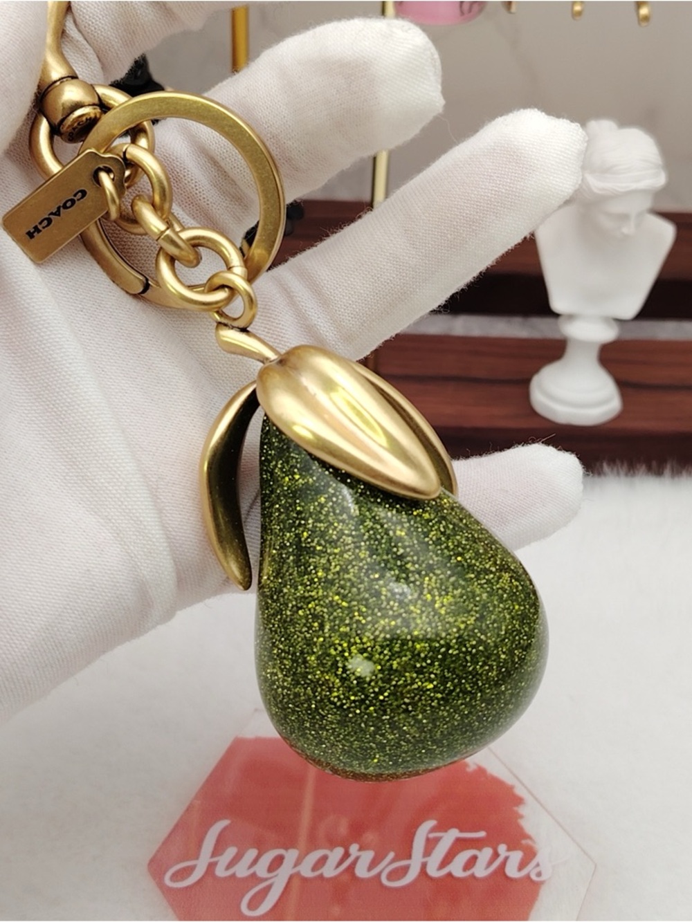 Coach Pear Bag Charm CAX73 Brass/Green